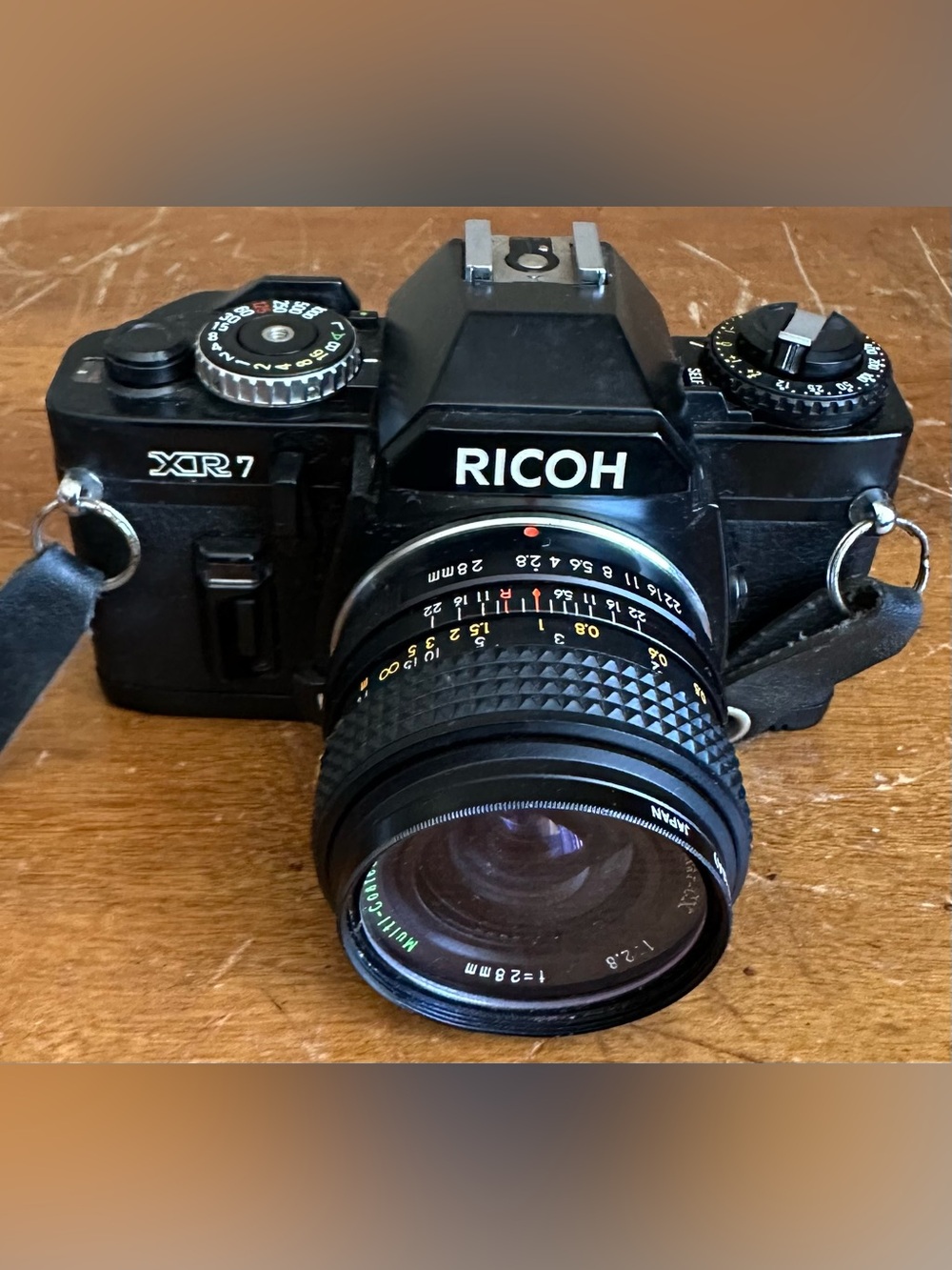 Ricoh XR7 35mm Film SLR Camera w/ Marexar-CX 28mm Multicoated Lens Made In Japan